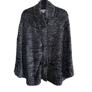 Michael Kors ~ Black and White Sweater Poncho ~ Cotton Blend ~ size Med